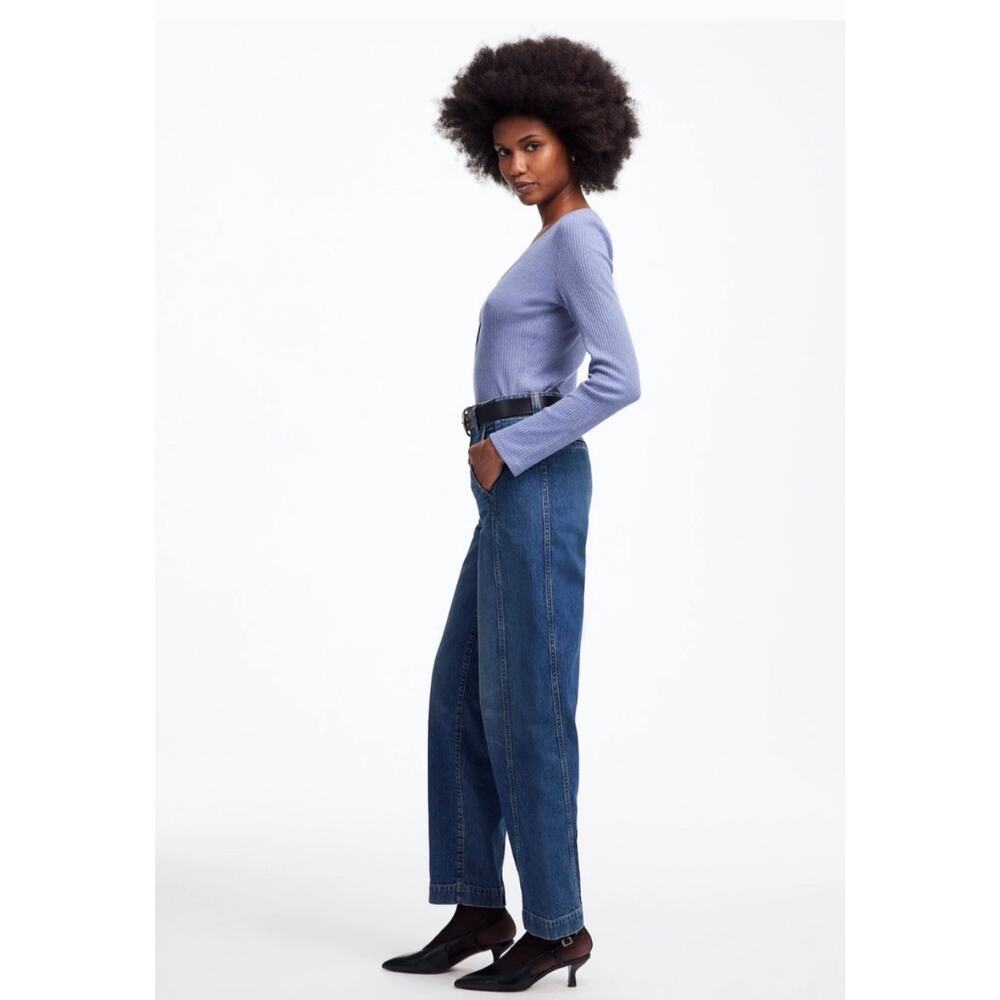 NWT Madewell High Rise Tapered Denim Trousers Blue Size 27 Relaxed Jeans - Picture 3 of 14